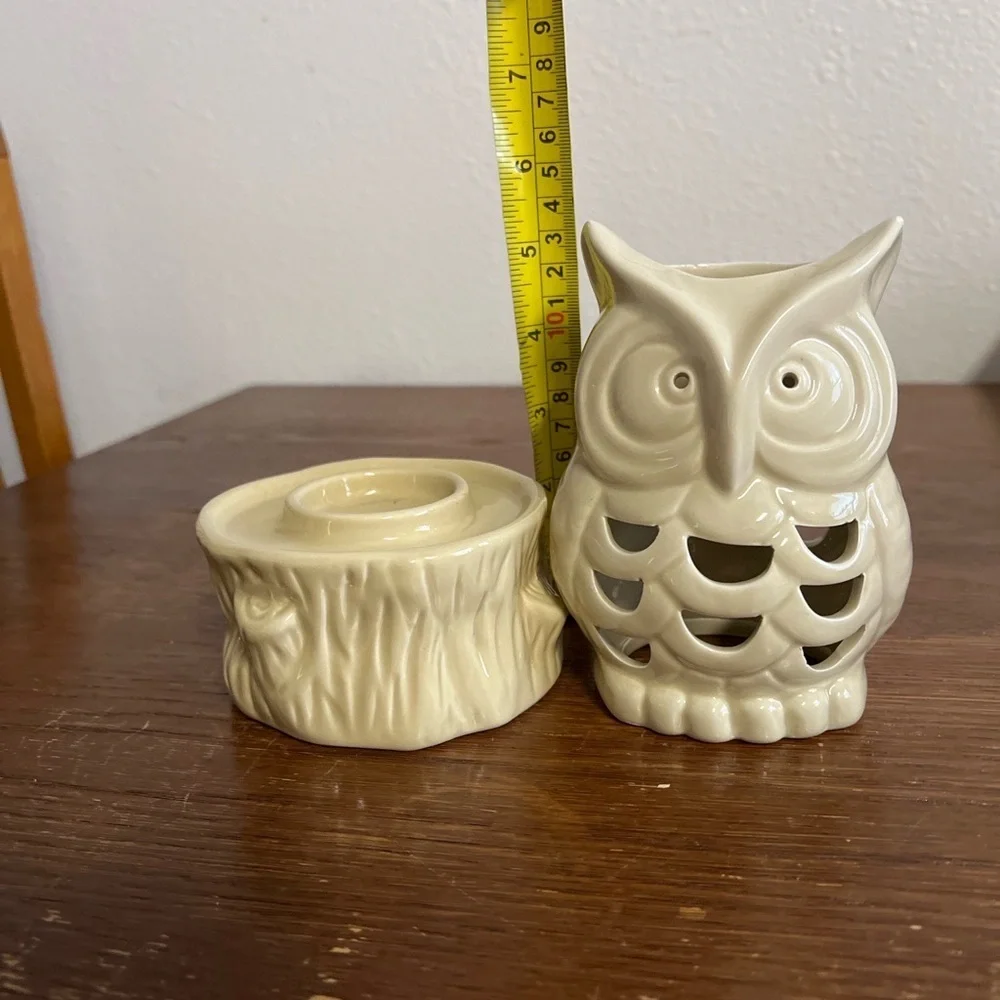 Ceramic Owl Candle Wax Warmer – Rustic Cream Home Décor